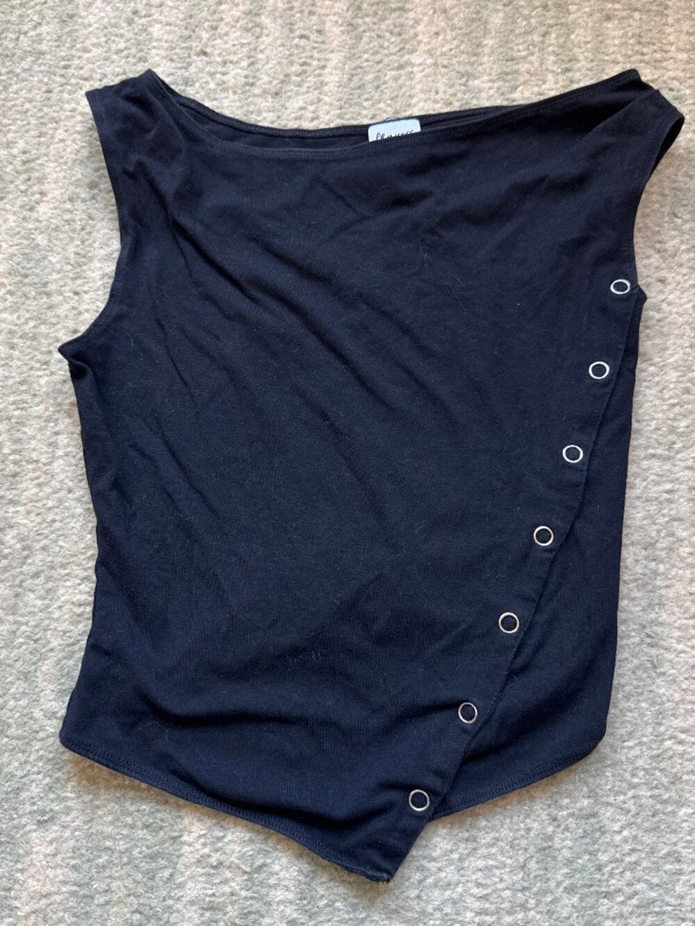 Black off the shoulder top with silver eyelets